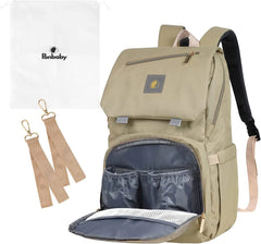 Ponbaby Diaper Bag Backpack Japan Import Multifunction Travel Backpack Nappy Changing Bag Large Capacity with USB Charging Port Premium Sand Beige Model