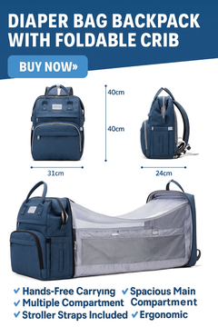 Foldable Infants Baby Crib Waterproof Nappy Mother Bag For Travel