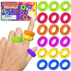 Fidget Toys Kids Sensory Rings: Fidget Ring Sensory Toys for Kids with Autism - Quiet Anxiety Fidgets for Classroom 18 Pack