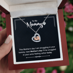To My Mommy Baby Feet Heart Necklace