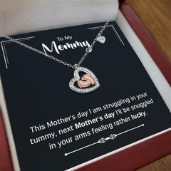 To My Mommy Baby Feet Heart Necklace