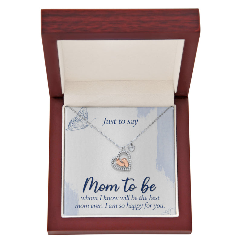 Mom To Be Baby Feet Heart Necklace