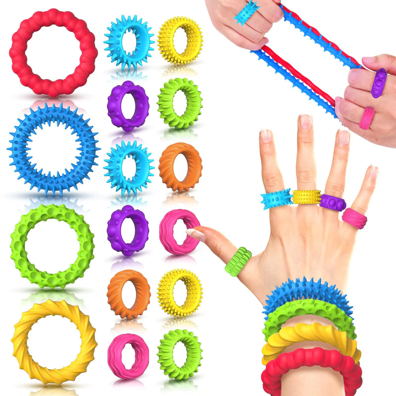 Fidegt Toys Sensory Bracelet for Kids: Spiky Fidget Rings for Autism - Anxiety Fidget Toys for Kids Adults Anxiety Relief Calm Down Toys for Classroom Party Favors